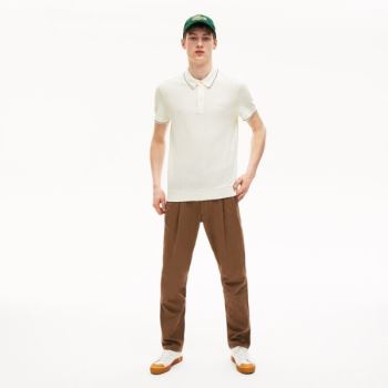 Lacoste Cotton-Silk Piqué Polo Shirt - Polo Pánské Bílé / Černé | CZ-beDaUO